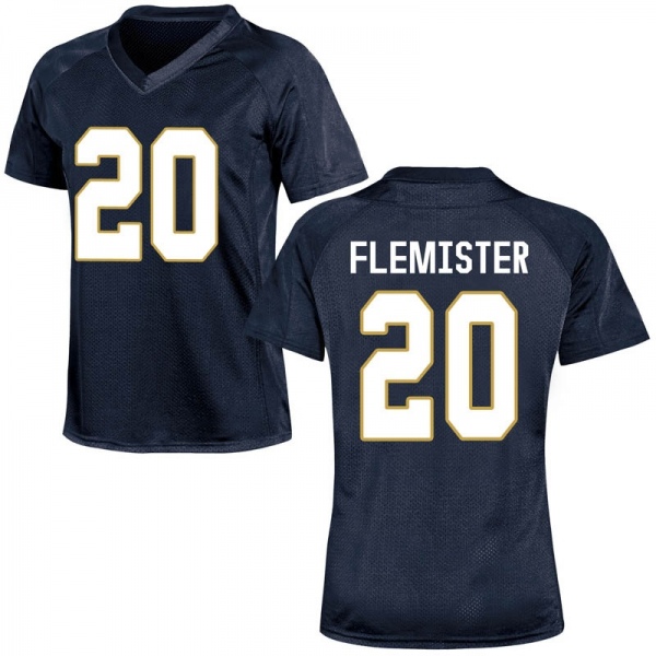 C'Bo Flemister Notre Dame Fighting Irish NCAA Women's #20 Navy Blue Game College Stitched Football Jersey VII8655BS